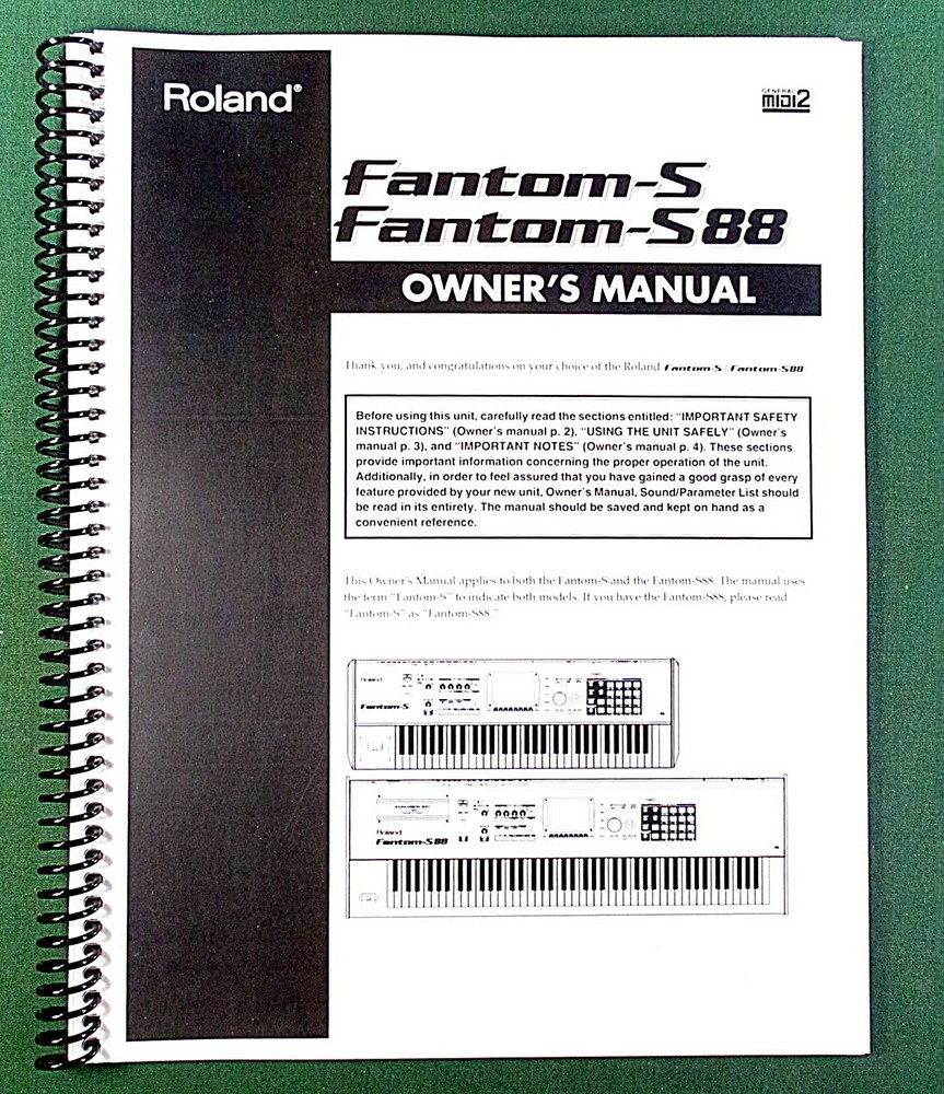 Roland Fantom-S Fantom-S88 Owner’s Manual: 228 Pages & Protective Covers!
