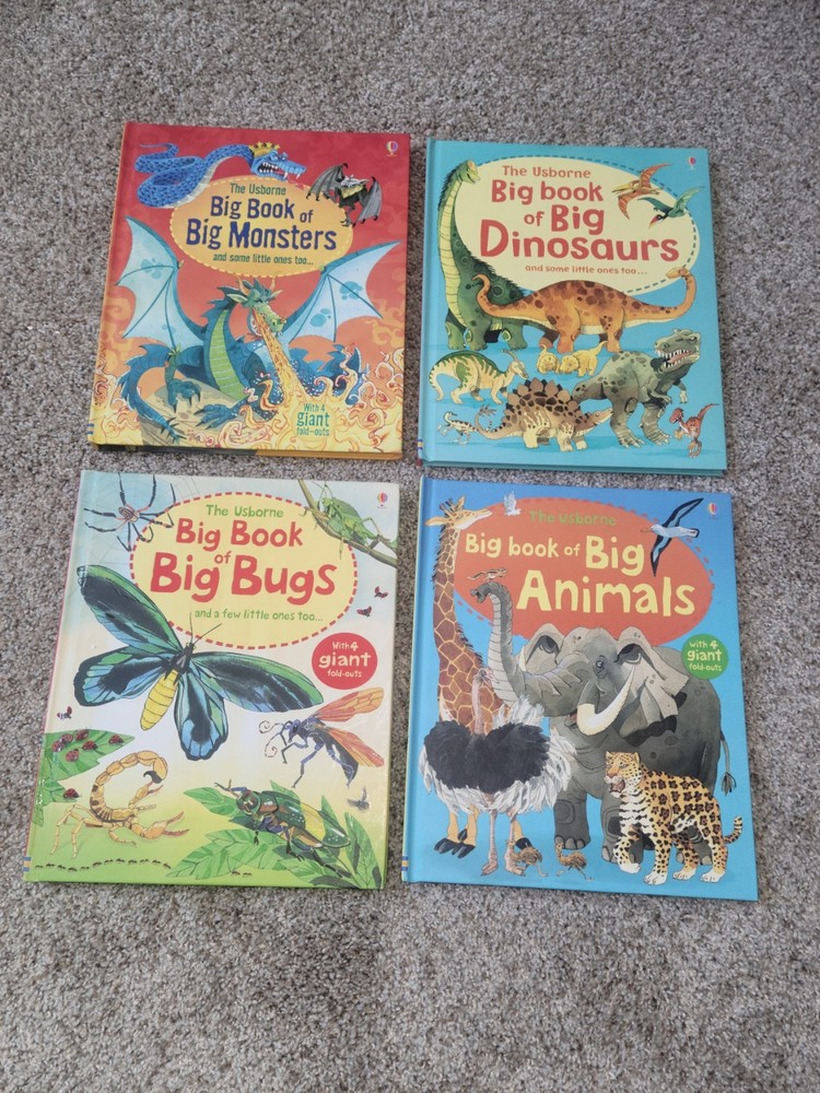 Lot of 4 Usborne Big Book of Animals,Dinosaurs BUGS, And Monsters