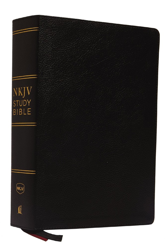 NKJV Study Bible, Premium Bonded Leather, Black, Thumb Indexed, Comfort Print