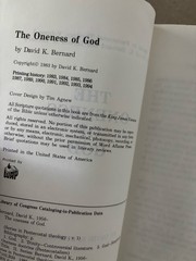 United Pentecostal : The Oneness of God Paperback David K. Bernard