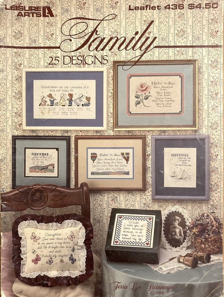 Leisure Arts Family 25 Designs Cross Stitch 1986 Leaflet 436