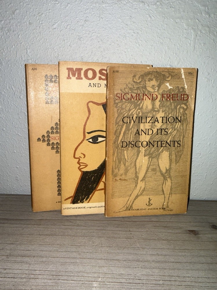 Sigmund Freud Lot 3 Vintage PB Civilization Moses Future Illusion 1957 1958