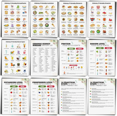 Sinload 12 Pcs Kidney Friendly Food List Poster Kidney Diet Chart Guide for Heal