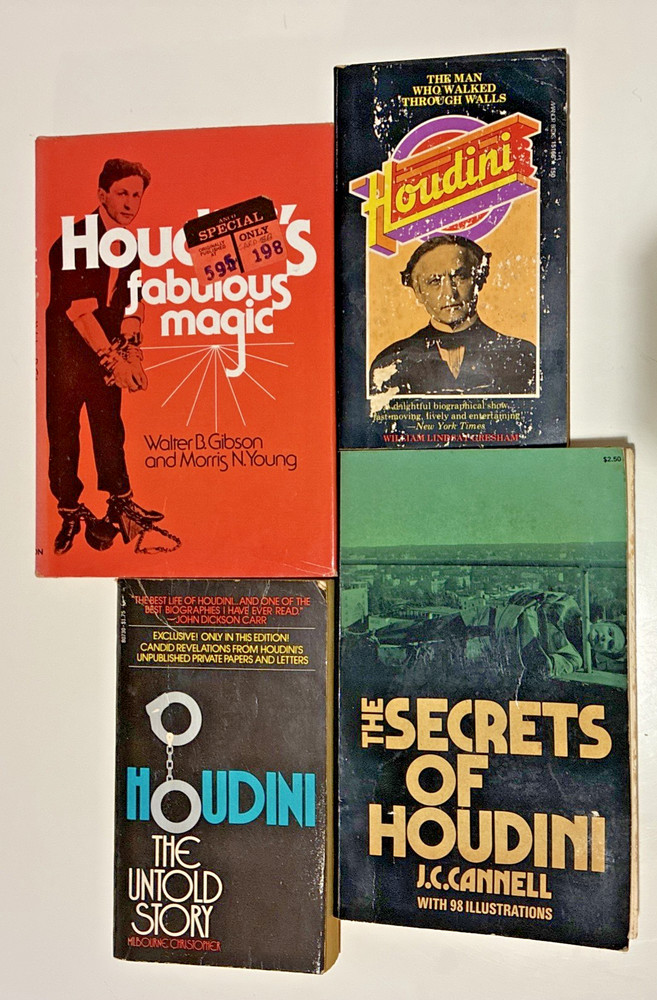 Harry Houdini VTG Book Lot of 4 Magic Secrets Biography Illusions Escape Artist