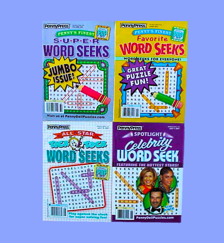 Lot Of 4 Penny Press Word Search Puzzle Books