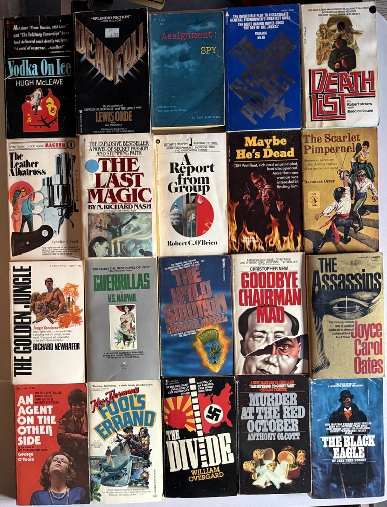 lot of 20 VINTAGE PAPERBACKS – action thriller espionage mystery Lot#11