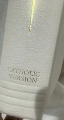 Vintage Large Holy Bible Catholic Version White Gold Gilt Page Edges Pictures