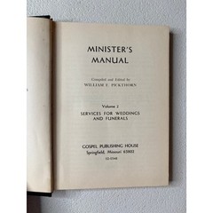 Gospel Publishing House Minister’s Manual Vol 2 Weddings Funerals Black 1965