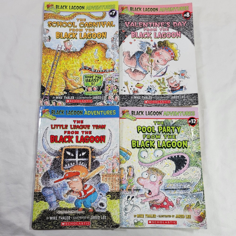 Black Lagoon Adventures Book Lot Of 4 School Carnival Valentine’s Mike Thaler