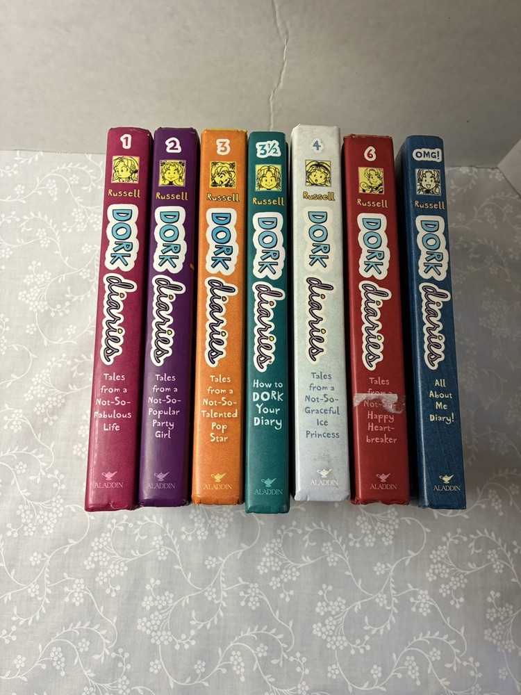 Dork Diaries Lot of 7 Hardback Books 1-2-3-3 1/2-4-6-OMG Rachel Renee Russell VG