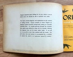 Origami Zoo Animal Book 1961, Early Japanese Craft Book in English w/ Examples