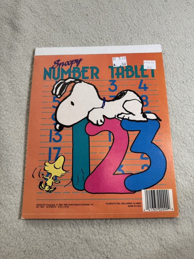Vintage 70s Snoopy Notebook Peanuts Nostalgia Number Tablet 123 RARE HTF Math
