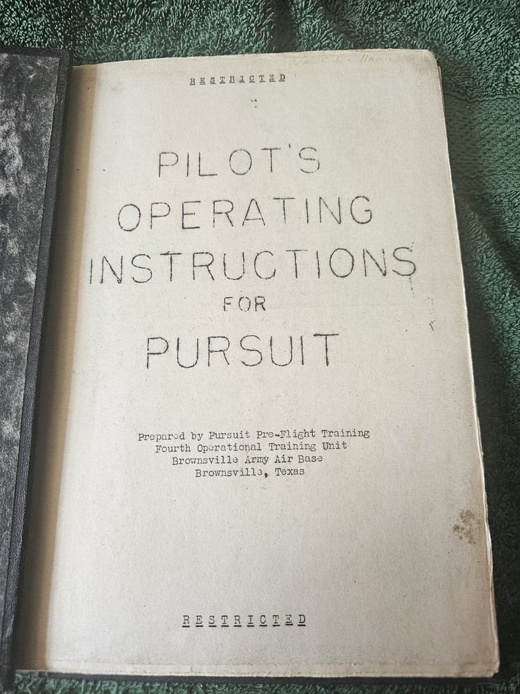 Vintage 1940’s Pilot’s Operating Instructions For Pursuit