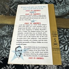 Only in America by Harry Golden 1958 Hardback w/ DJ Foreword Carl Sandburg