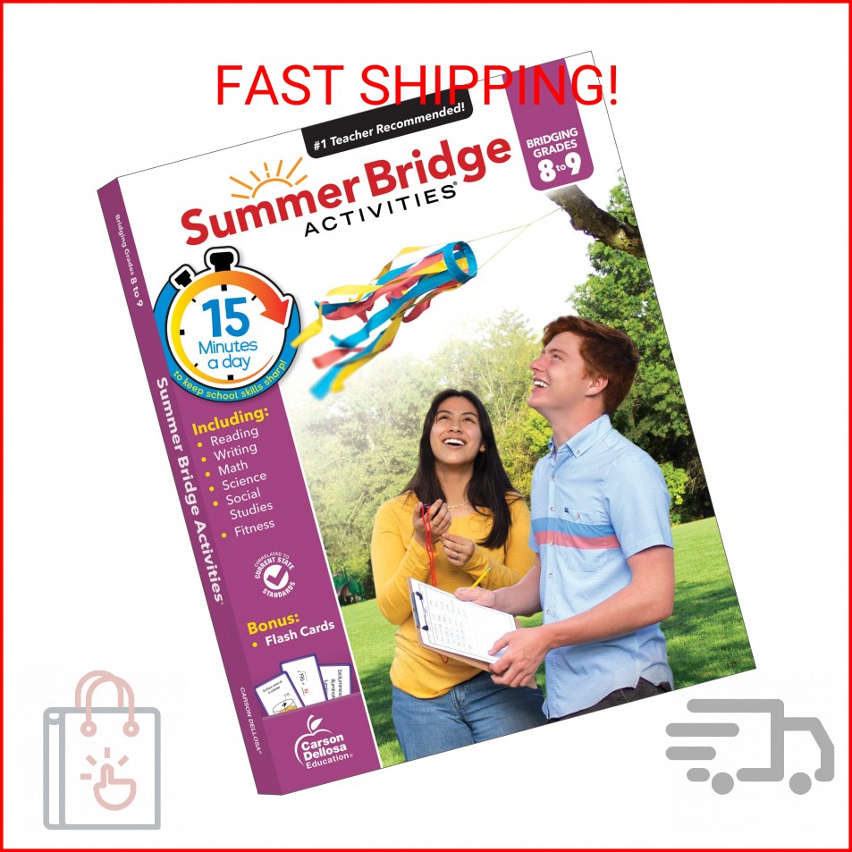 Summer Bridge Activities 8th to 9th Grade Workbooks All Subjects, Middle School