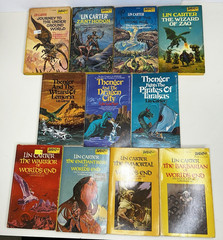 Lot of 11 Lin Carter PB Books VTG Zanthodon Thongor World’s End 1980s