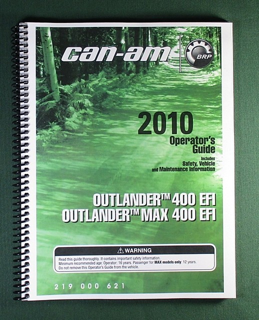 2010 Can-Am Outlander Max 400 EFI Owner’s Manual: 172 Pages & Protective Covers!