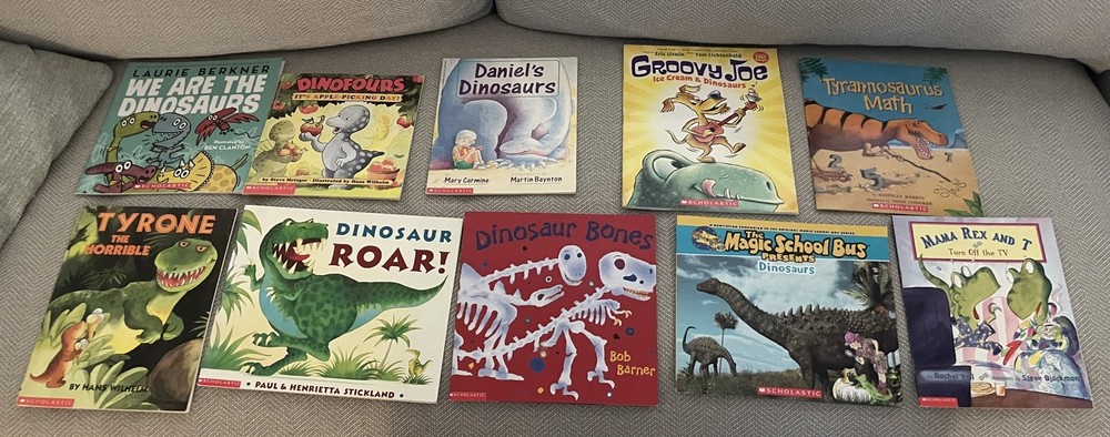 Dinosaur Themed, Mixed Authors, Lot Of 10 Scholastic paperbacks, Like N, PreOwn