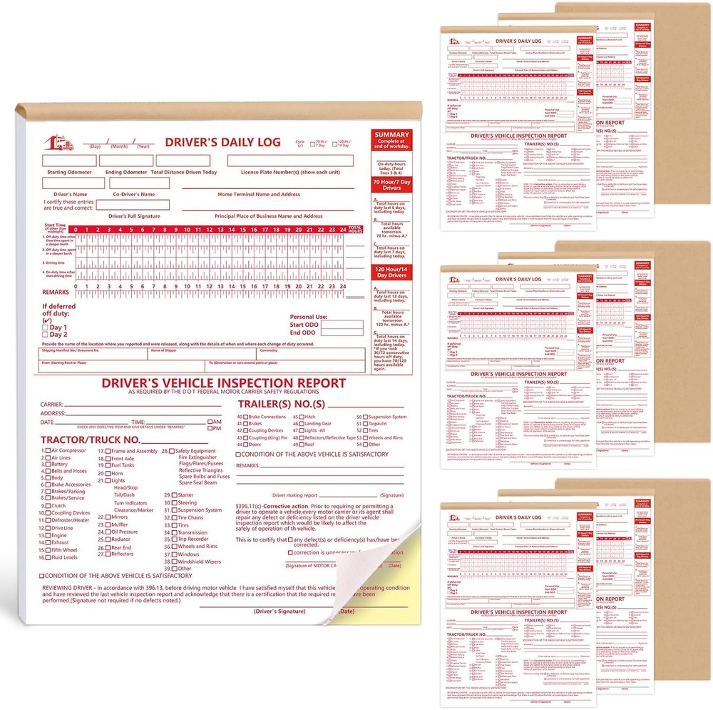 10 Pcs 8.5x11inch 2-in-1 Driver Log Books for Truckers Dot Book Driver…