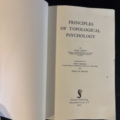 Principles of Topological Psychology by Kurt Lewin, VERY GOOD CONDITION