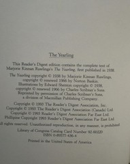 The Yearling Marjorie Kinnan Rawlings 1993 Reader’s Digest Hardcover w/ Insert