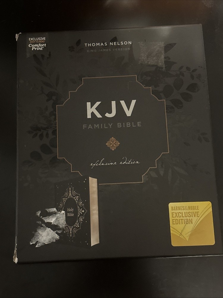 KJV Family Bible, Black Ornate, Red Letter Edition, Comfort Print Nelson