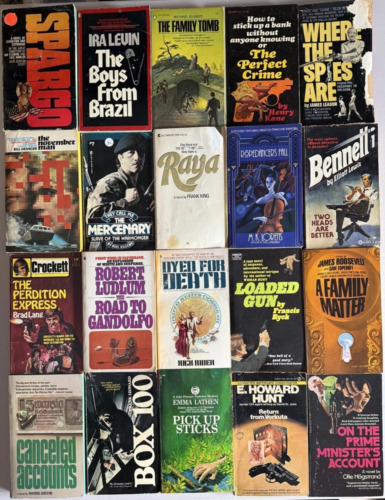 lot 22- 20 VINTAGE PAPERBACKS – action thriller espionage mystery