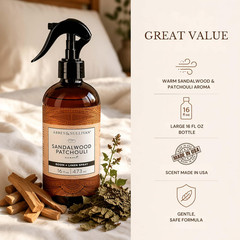 Odor Eliminating and Refreshing Linen and Room Spray, Sandalwood Patchouli, 16 O