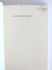 Doctor Forbes Winslow: Defender of the Insane Hardcover Book 280 pages Cappella