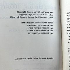 The Influence of Seapower Upon History by A.T. Mahan 1st American Series Ed 1957