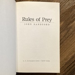 Rules of Prey – John Sandford (1st edition 2nd print) G.P. Putnam’s Sons, 1989