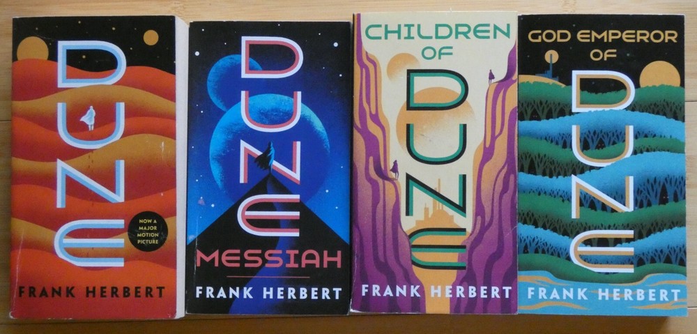 Lot of 4 DUNE Science Fiction Paperbacks by Frank Herbert, TPB/VGC