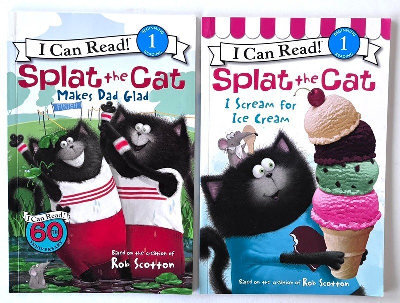 2 Book Lot – Splat the Cat I Can Read Level 1 – Children’s Books – Larger Print