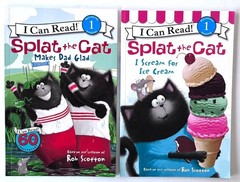 2 Book Lot – Splat the Cat I Can Read Level 1 – Children’s Books – Larger Print