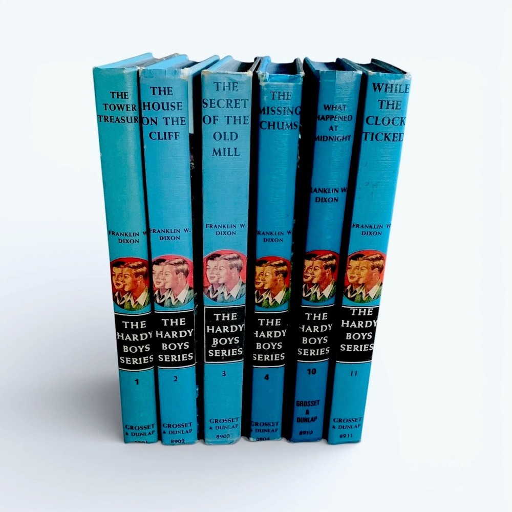 6 Vintage The Hardy Boys Mystery Books Franklin W Dixon Blue Matte 1 – 4 10, 11