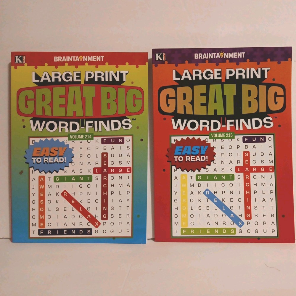 2 LARGE PRINT GREAT BIG Word Finds Kappa Puzzle Books Volumes 214 & 215 NEW