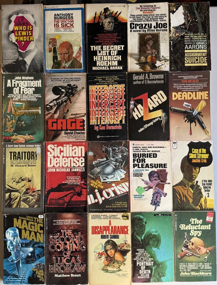lot of 20 VINTAGE PAPERBACKS – action thriller espionage suspense mystery