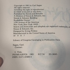 Carl Sagan Contact 1985 Hardcover 7th Printing Dust Jacket Excellent Condition