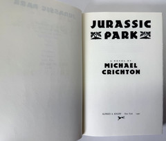 Jurassic Park, Michael Crichton 1990 1st ed 1st print w $19.95 DJ in Mylar
