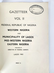 Gazetteer Vol II Nigeria Lagos 1965 Fold Out Map Federal Survey Book 176 Pages