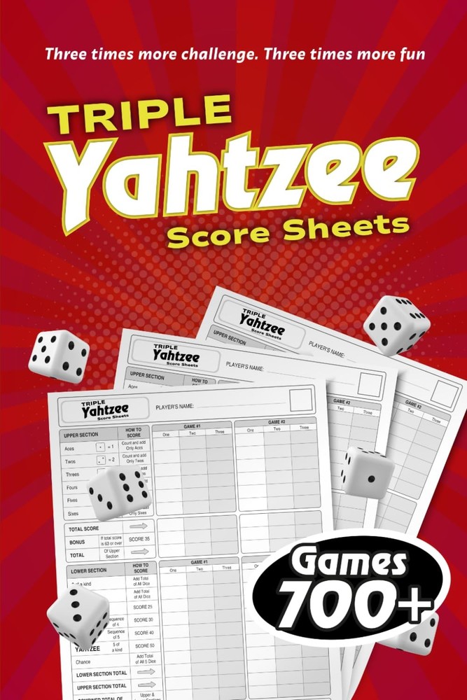 Triple Yahtzee Score Sheets Score Games for Scorekeeping, Yahtzee Score Pads,…
