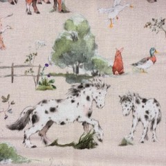 Acufactum Cotton Fabric 59×23 inches Farm Friends Print 100% Cotton
