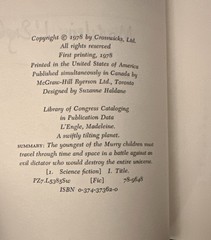SIGNED, A Swiftly Tilting Planet. Madeleine L’Engle HBDJ FIRST PRINT 1978