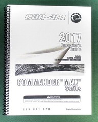 2017 Can-Am Commander MAX 800R XT Owner’s Manual: 171 Pages & Clear Covers!