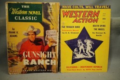 6 vintage old worn Western action paperback books novel classics Zane Grey etc.