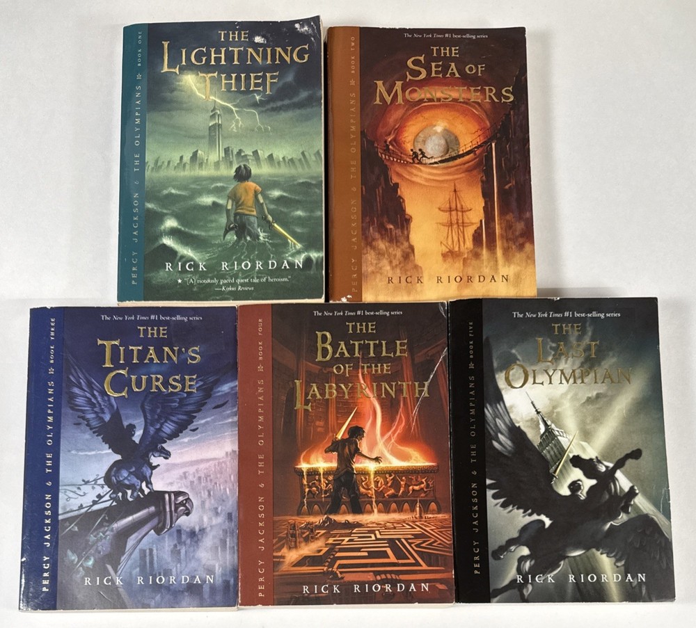 Percy Jackson and The Olympians 1-5 Set Riordan Paperback Original Cover Art