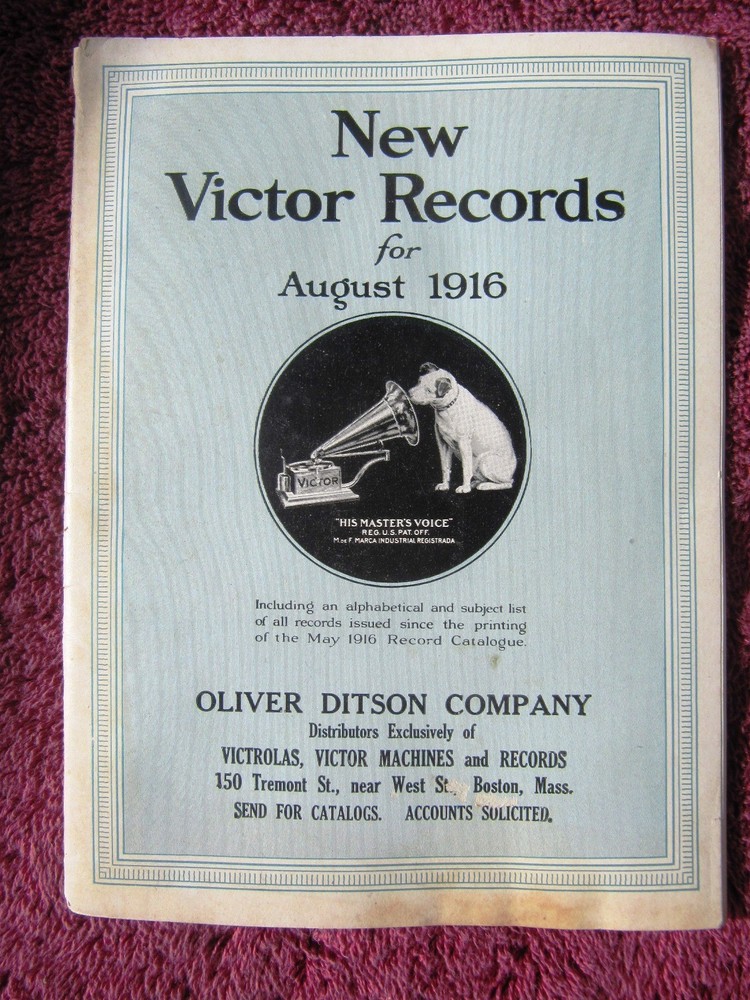Kitty Cheatham Tribute New VICTOR RECORDS Aug 1916 Supplement Victrola CATALOG