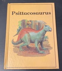 Vintage Rourke Dinosaur Library 7 Books Yellow Orange Peach Decorative Bookshelf