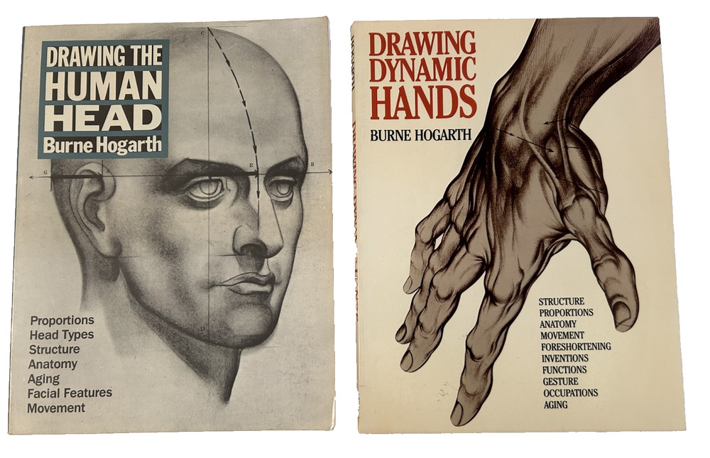 Drawing the Human Head & Drawing Dynamic Hands – Hogarth, Burne – 2 How To bks