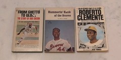 VINTAGE MLB BASEBALL PAPERBACK BIOGRAPHY LOT (3) CLEMENTE AARON GIBSON